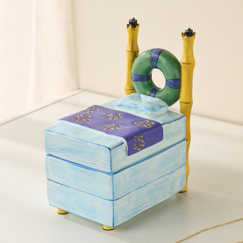 海绵宝宝床首饰盒创意桌面收纳摆件卡通周边可爱潮玩家居饰品