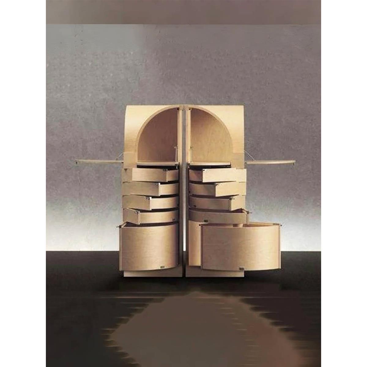 意大利胡桃木高柜，创意设计师角柜，高端家用壁挂式可旋转垂直储