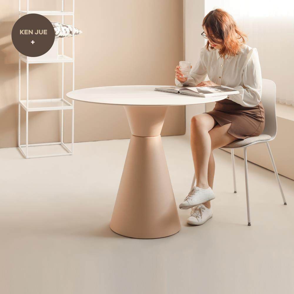 北欧简约岩板桌子设计师款洽谈餐桌家用小户型咖啡厅奶茶店小圆桌