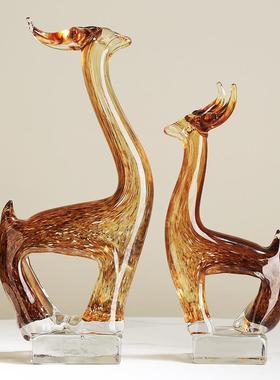 琉璃麋鹿招财轻奢摆件现代客厅艺术样板间玄关酒店酒柜电视柜装饰