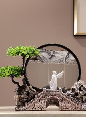 新中式李白把酒问月流沙画 画乔迁礼物客厅玄关电视酒柜解压沙漏