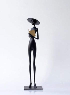 轻奢装饰柜摆件玄关高级感装饰品酒D柜电视柜竖高长型艺术人物雕