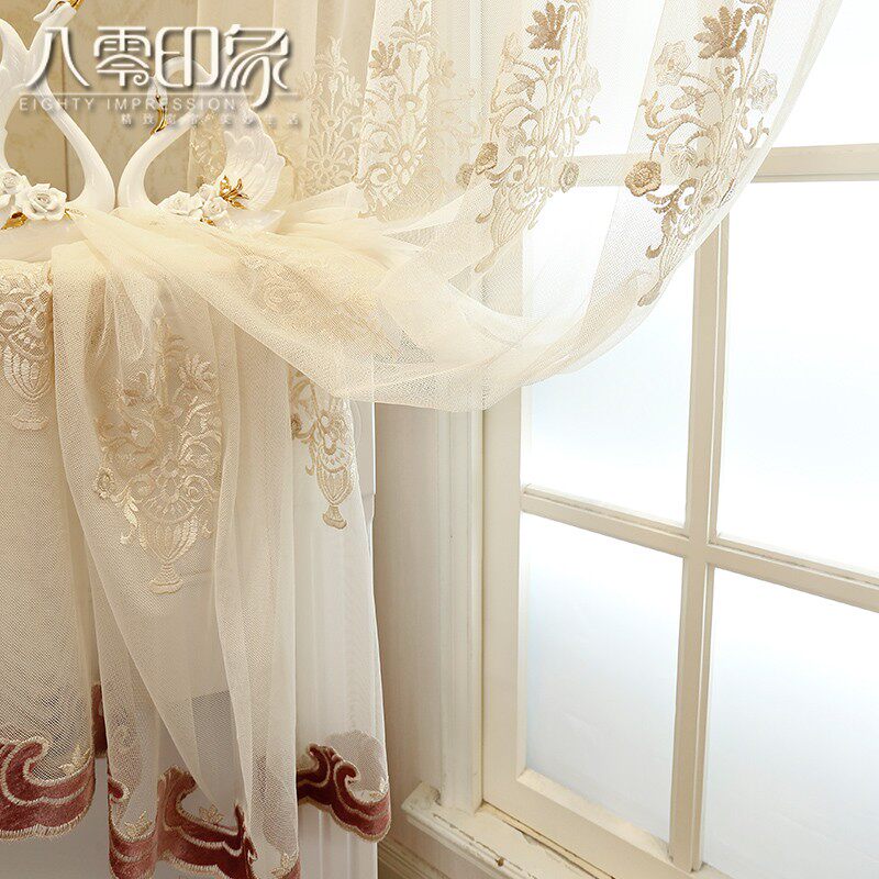 定制窗帘成品进口工艺定制高档绣花欧式J小清新田园客厅飘窗窗纱