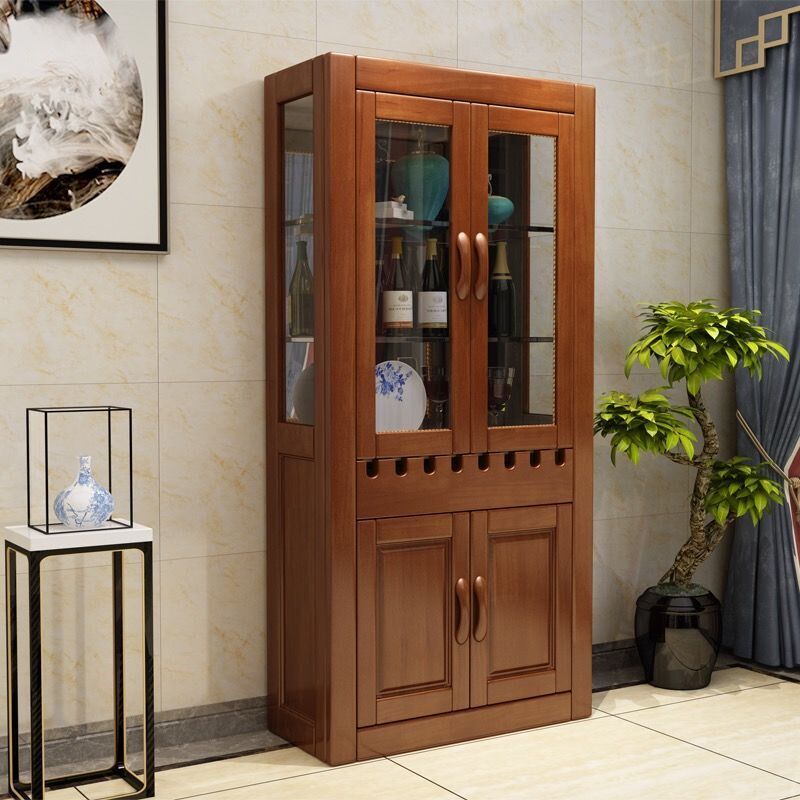 实木酒柜小户型客厅玻璃门酒架隔断柜陈列书架柜V现代靠墙展示柜