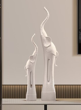 玄关壁龛摆件大象高级感细长客厅电视柜装饰品家居落地.一对装饰