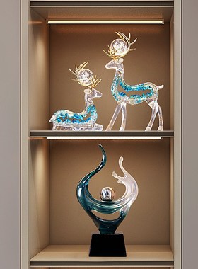 风生水起蓝色抽象雕塑现代简约高端摆件透M明艺术品办公桌面装饰