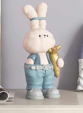 轻奢兔子公仔客厅桌面摆件家居饰B品电视柜玄关酒柜摆设送生日礼