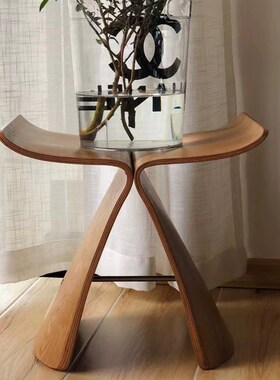 丹麦蝴蝶椅换鞋凳实木艺术原木轻奢设计A师Butterfiy Stool矮凳