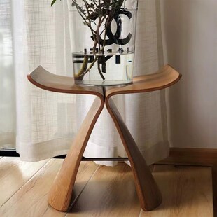 丹麦蝴蝶椅换鞋凳实木艺术原木轻奢设计A师Butterfiy Stool矮凳