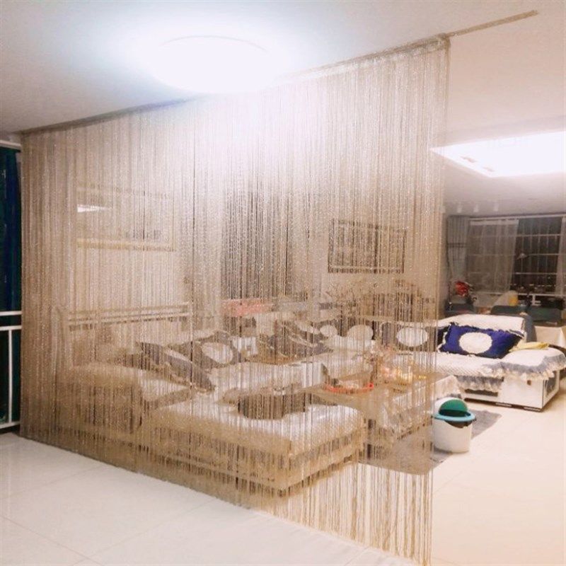 包邮韩式银丝线帘k 加密门帘挂帘客厅隔断帘 美容院装饰流苏帘子