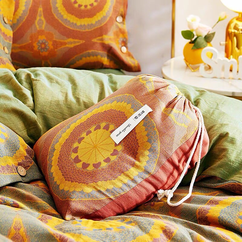 春夏A类婴儿级全棉双层纱布四件套纽扣款全棉纱裸睡床单床笠被套