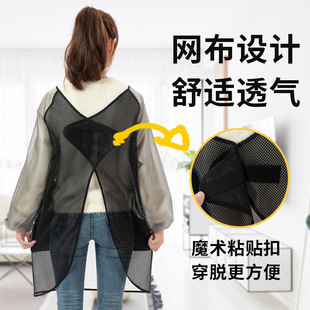 长袖 围裙女家用厨房防水防油大人罩B衣可擦手反穿衣工作服可印log