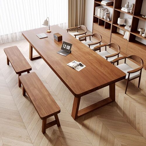 去客厅化大长书桌阅读学习u桌简约书房工作台实木大板桌家用办公