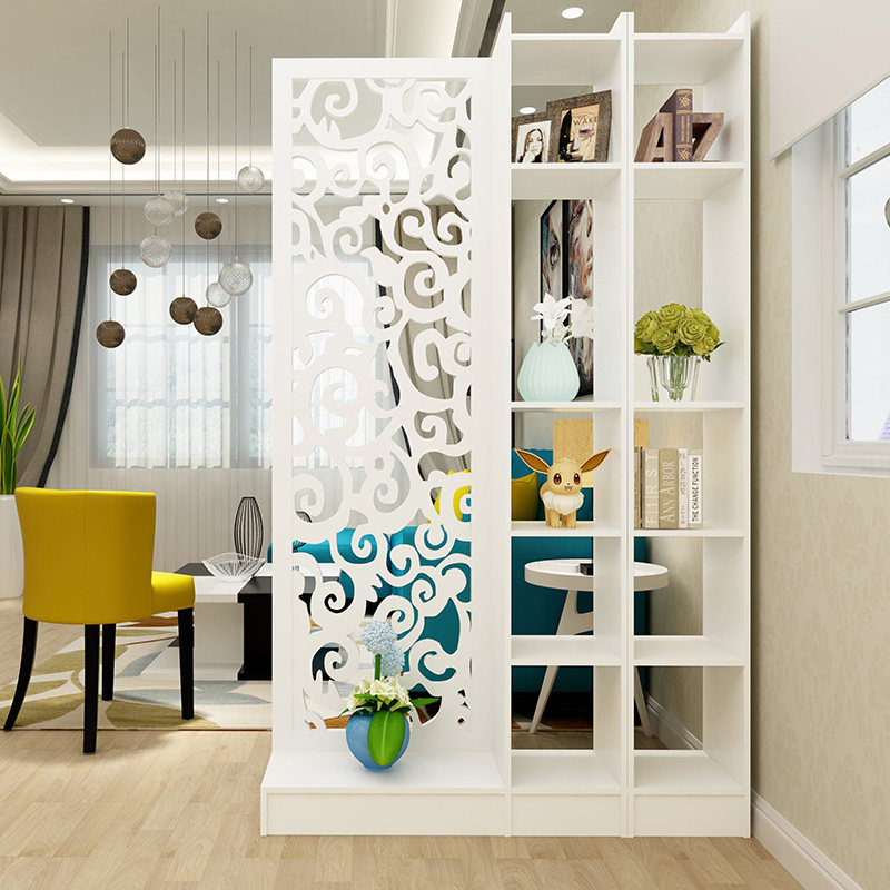 欧式屏风隔断h玄关柜镂空雕花简约现代门厅隔断柜客厅白色展示酒