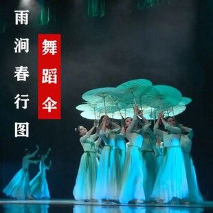 戏雨涧春行图伞春三月舞蹈演v出道具透明绢纱复古典广场舞走秀跳