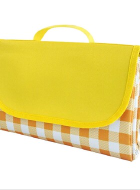 2米花色牛津布野餐垫防水黄色格子折叠野餐O垫户外野餐垫防潮垫