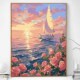 海边玫瑰DIY数字油画花手工填充M愈合油画彩色丙烯画
