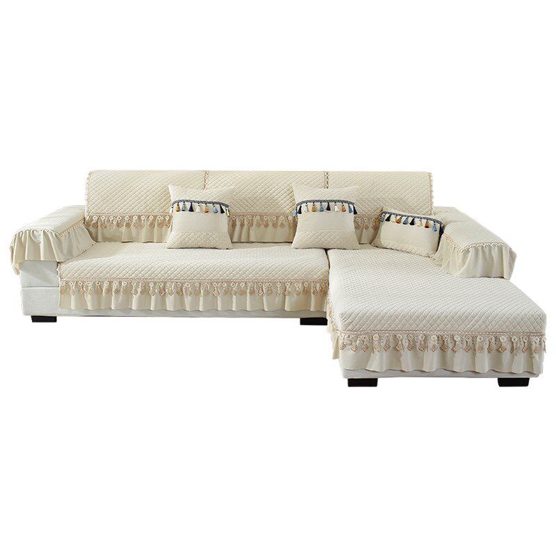 纯色水晶绒c沙发垫米白色四季通用欧式裙摆防滑垫套罩贵妃全包定