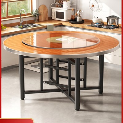 可折叠大圆桌带转盘家用餐桌2025新款饭桌子M农村酒店圆桌面板10