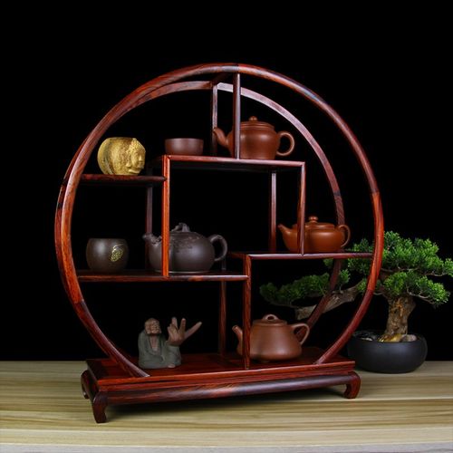 红酸枝(微凹黄檀)博古架 茶壶茶具紫砂壶桌面收U纳展示木架底座