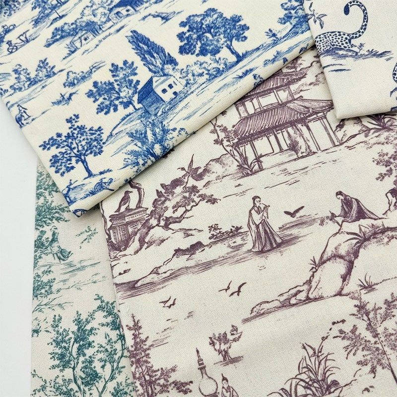 法式乡村设e计印花布加密棉麻布料门帘布桌布面料沙发盖布diy布头,居家布艺,海绵垫/布料/面料/手工diy,淘宝优惠券,粉丝福利购,淘宝优惠卷