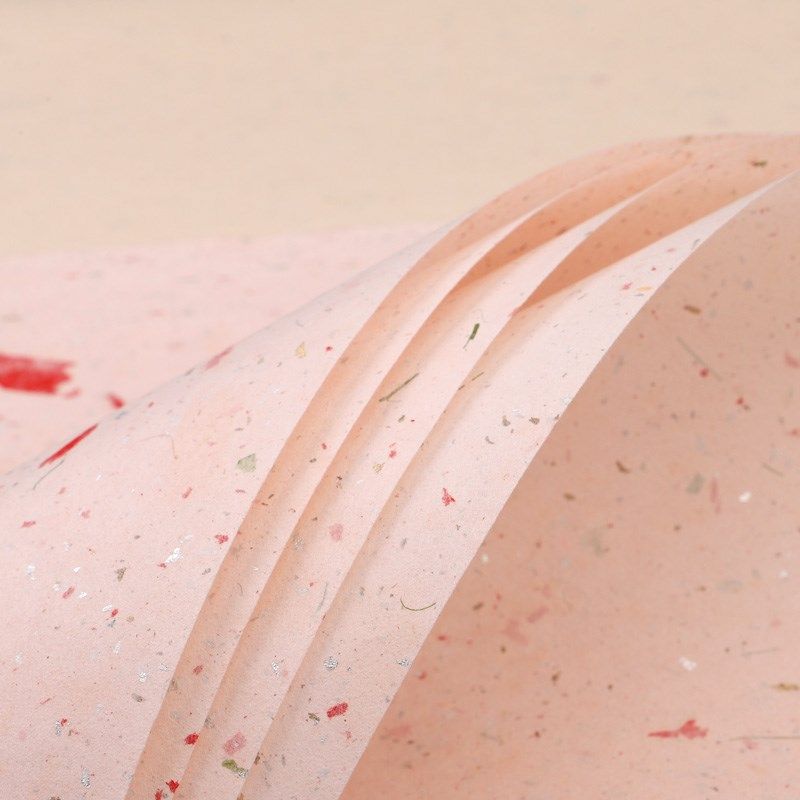 安徽泾县纯手工宣纸满天星6四尺整张对开粉色花草金银箔檀皮稻J草,文具电教/文化用品/商务用品,宣纸,淘宝优惠券,粉丝福利购,淘宝优惠卷