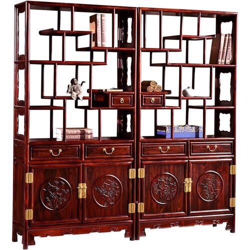 红木家具印尼黑酸枝博古架阔叶B黄檀展示架多宝阁古董架子隔断柜