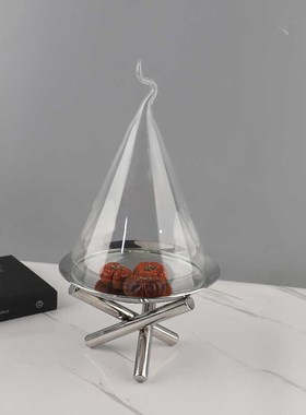 简约轻奢金属不锈钢水果盘摆件样板间家居餐桌点S心蛋糕盘软装饰