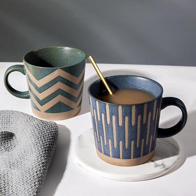 覆古陶瓷马克杯粗陶咖啡杯牛奶杯家用日式创意茶杯办公室喝水杯子