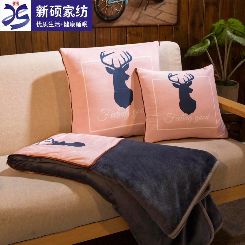 欧式枕头被两用珊瑚绒午睡毯汽车枕头被多功能折叠式汽车坐垫被
