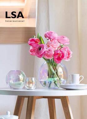 英国LSA马贝珍珠彩虹玻璃球形花瓶客厅摆件插花瓶北欧风婚庆礼品