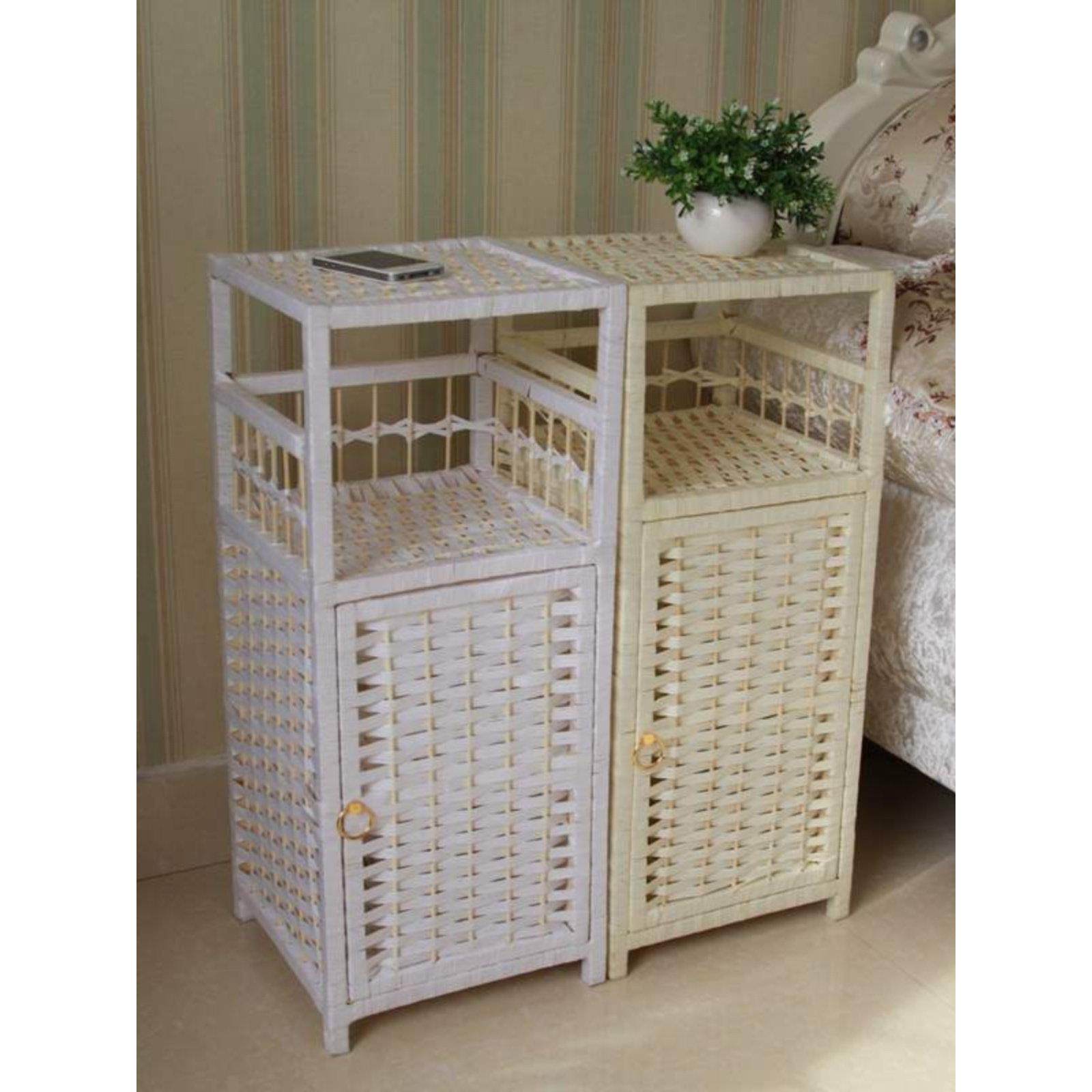 草藤编收纳柜子实木窄柜手工无味夹缝床头柜沙发台灯柜田园置物架,住宅家具,床头柜,淘宝优惠券,粉丝福利购,淘宝优惠卷