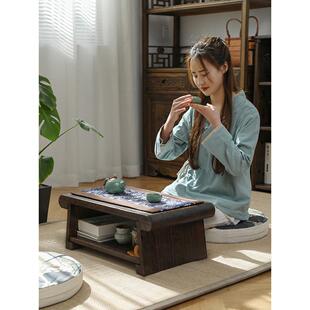 实木飘窗小桌子家用炕几可折叠插板桌阳台休闲喝茶桌榻榻米矮茶几
