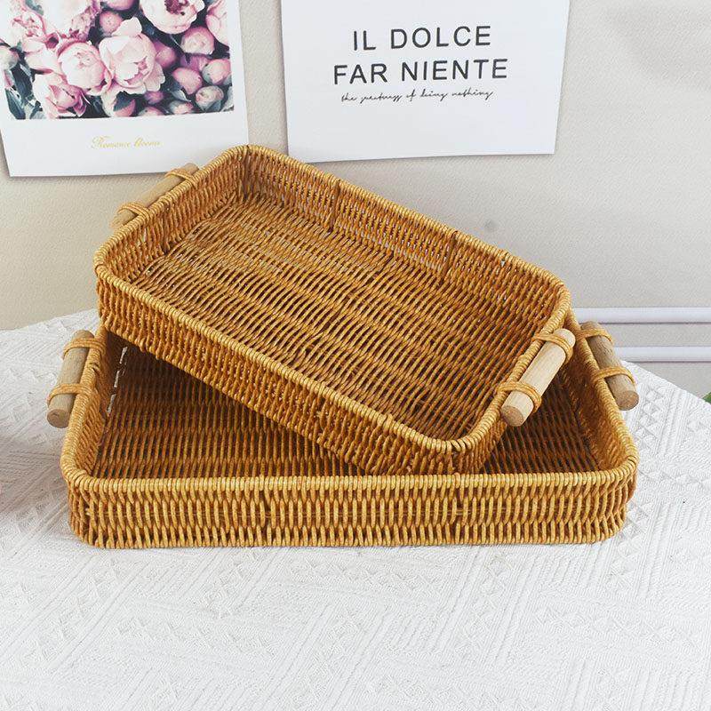 彷藤编收纳筐手提面包点心盘零食糖果面包篮馒头水果方形收纳筐,收纳整理,其他收纳篮,淘宝优惠券,粉丝福利购,淘宝优惠卷