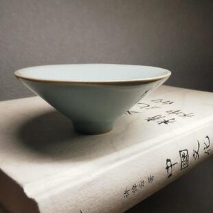 悦时光美窑器汝州汝瓷主人杯天青釉茶具朱法喜手工朱家汝窑斗笠杯