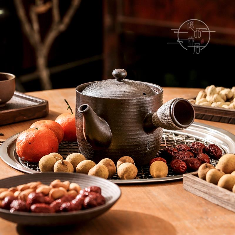 秋冬仪式感 | 柴烧侧把罐罐煮奶茶侧把大容量养生粗陶围炉煮茶壶