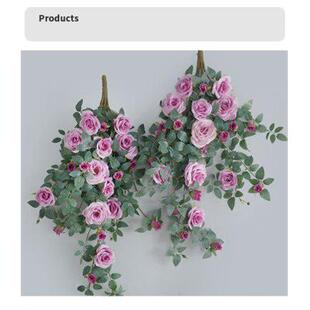 法式玫瑰花藤壁挂彷真花假花蔷薇花网红门头遮挡装饰橱窗造景藤蔓