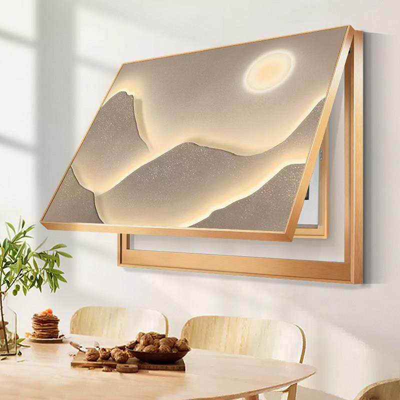 日照金山表箱无冲孔装饰画，易触及奢华与高端感，强弱配电箱盖挂