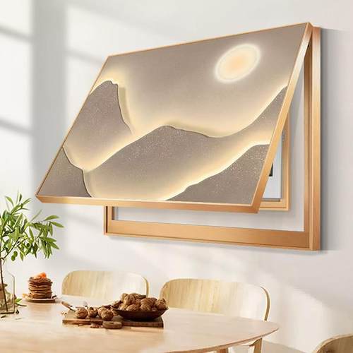 日照金山表箱无冲孔装饰画，易触及奢华与高端感，强弱配电箱盖挂