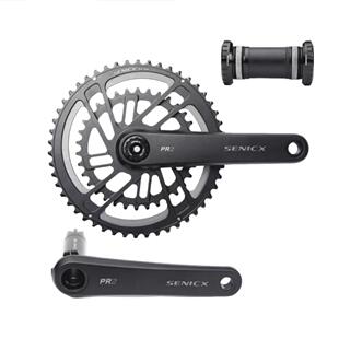 Senicx源勇公路自行车曲柄组铝合金双盘空心一体式直装曲柄中心轴