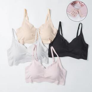 安心日本尚品无痕勾扣式 美背无钢圈瑜伽睡眠运动内衣 文胸运动