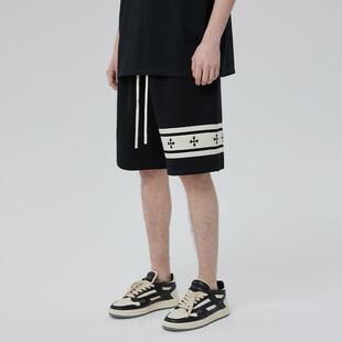 高街五分裤 男重磅美式 潮 VISION十字架织带条纹运动短裤 CLIMAX