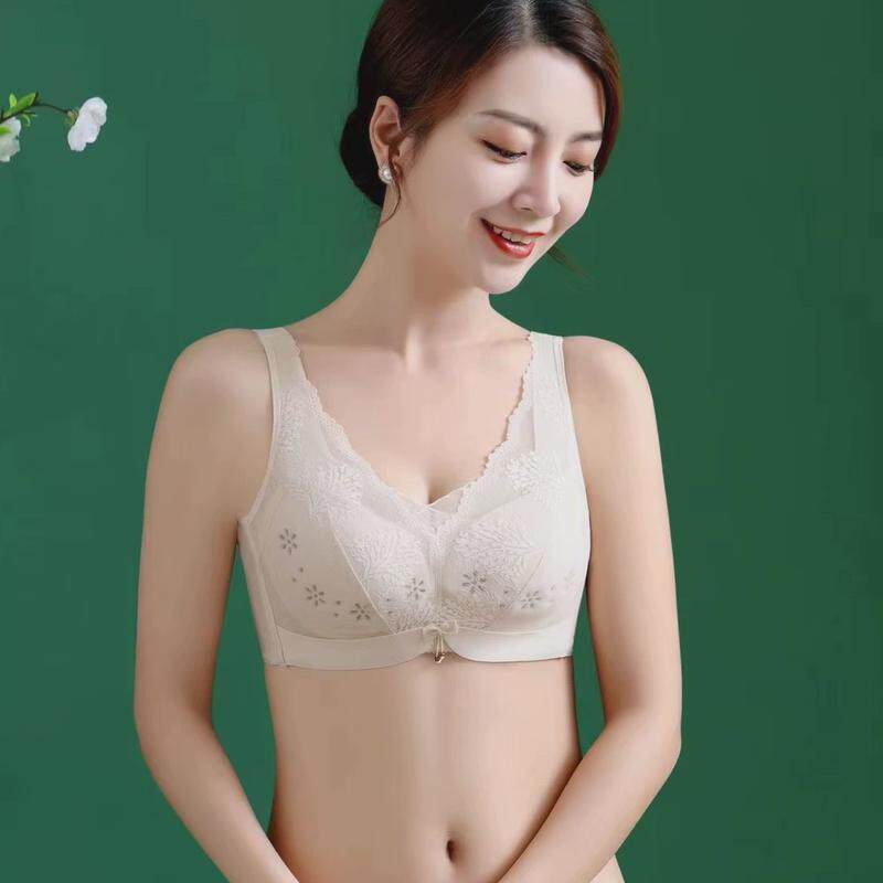 大胸显小无磁穿孔透气杯无钢圈内衣舒适亲肤聚拢收副乳调整型胸罩