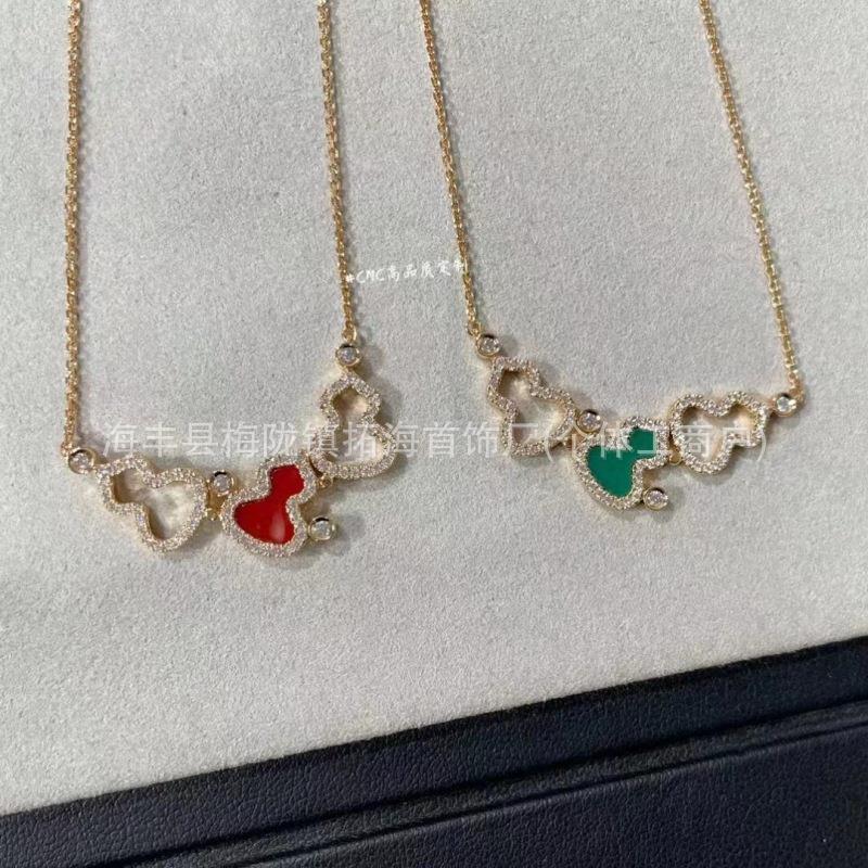 麒麟三葫芦项链女厚镀18K