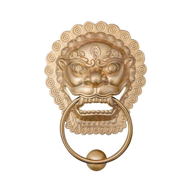 仿古全铜把手大庭院木门兽头门环拉手中式古典黄铜狮子头拉扣