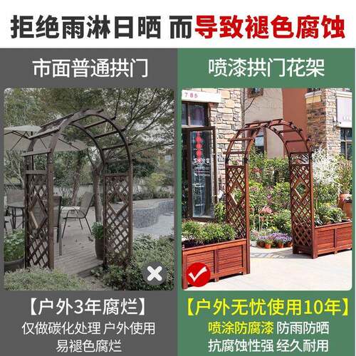 拱门花架防腐木爬藤架室外庭院花园装饰门围栏网格栅栏户外葡萄架