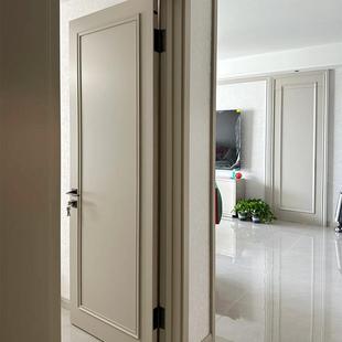 现代极简风格隔音橡木门法式室内卧室门灰色混油实木复合烤漆门