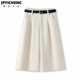 中裤 白色羊毛阔腿五分裤 高腰宽松直筒裤 休闲短裤 子女2025新款 冬季