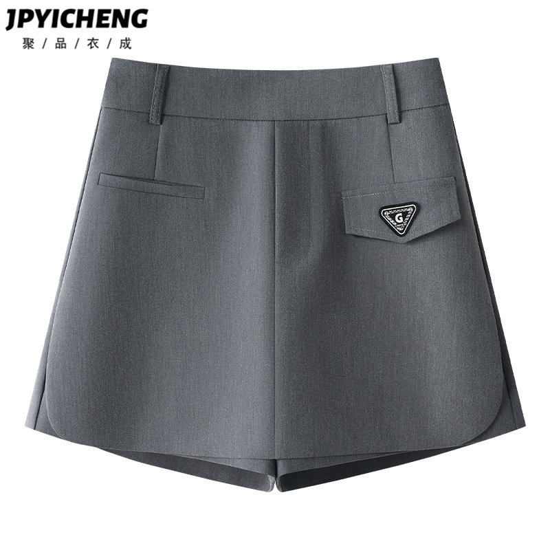灰色西装半身裙女2025新款夏季爆款高腰显瘦包臀短裙a字西装裙裤