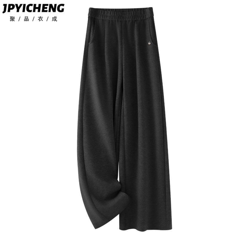 黑色休闲运动裤女2025新款冬季高腰显瘦直筒裤慵懒风宽松阔腿裤子